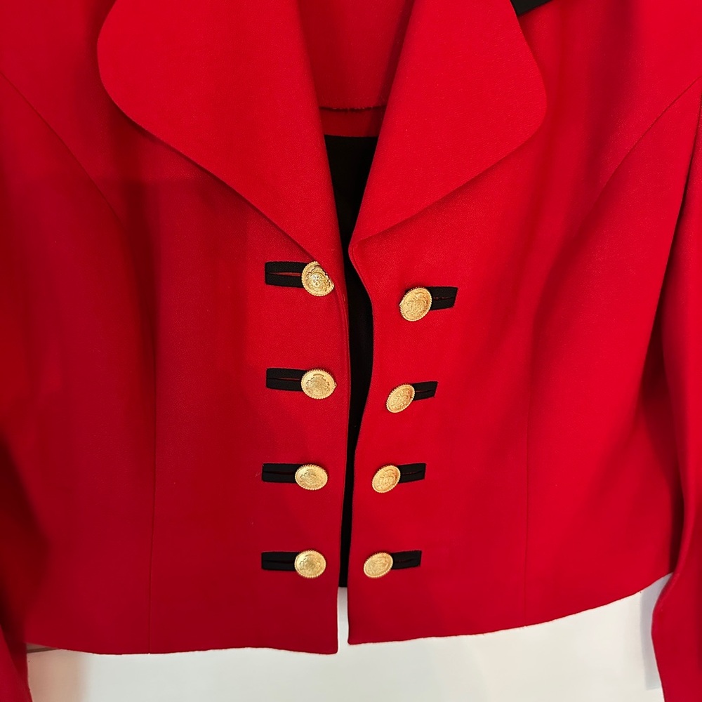 Red And Black Buttoned Blazer - image 2